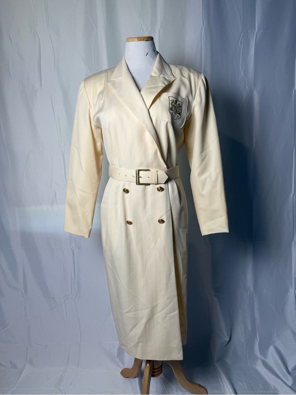 Liz Claiborne Ivory Double-Breasted Belted Dress